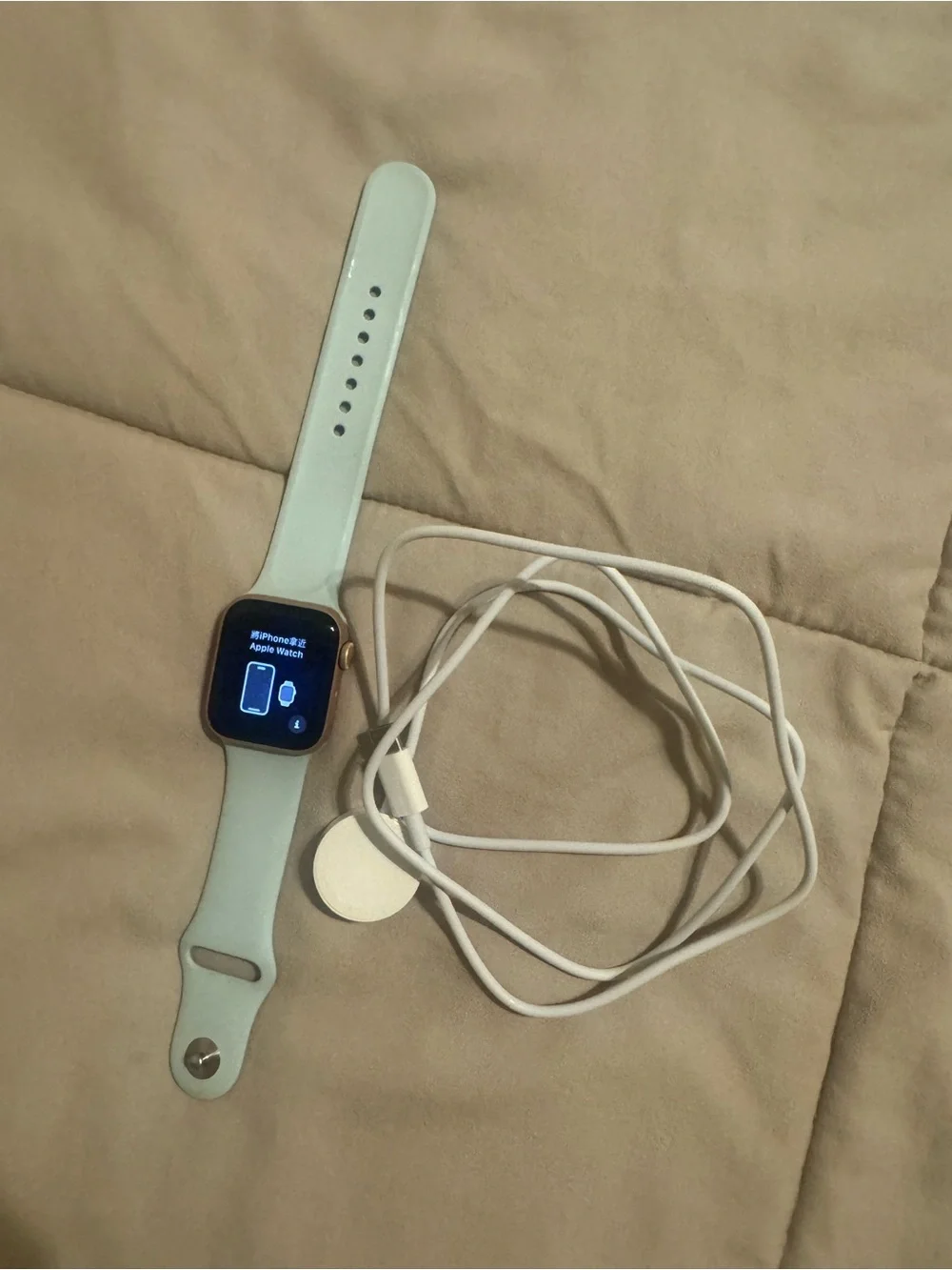Apple Watch with Mint Green Sport Band and Charger